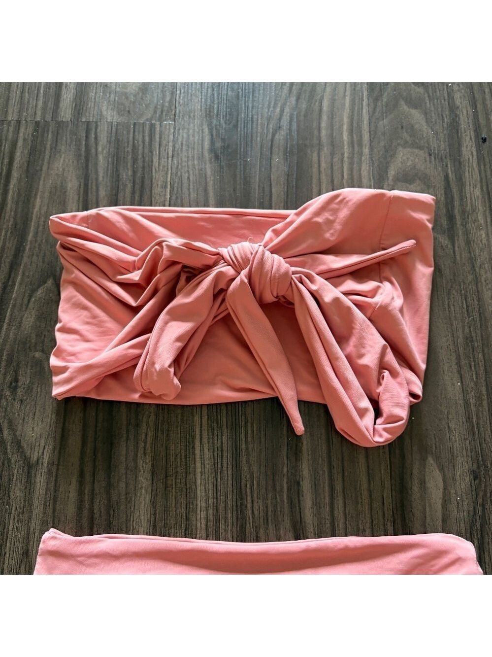 437 Active Swimwear Womens Pink Tie-Front Bandeau Bikini Set Small - Picture 8 of 10